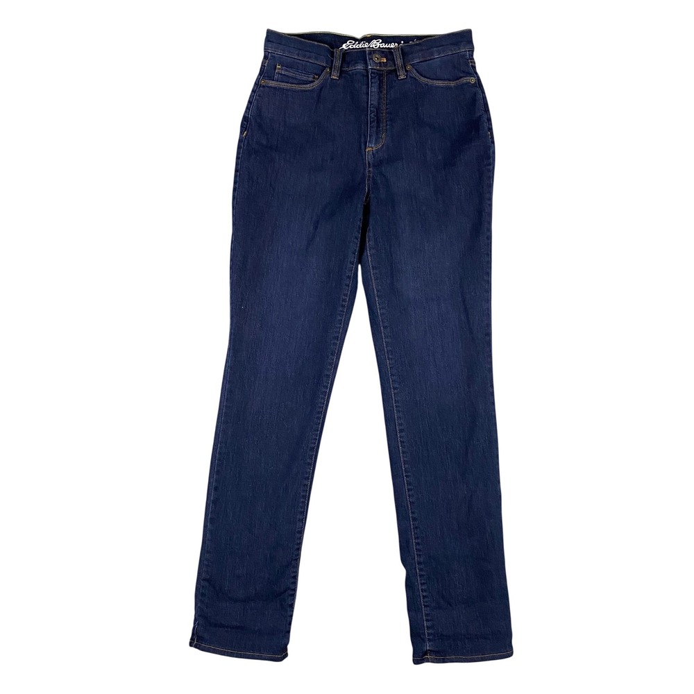Eddie Bauer Fleece Lined Jeans‎ Womens 8 Slightly Curvy Slim Straight High Rise